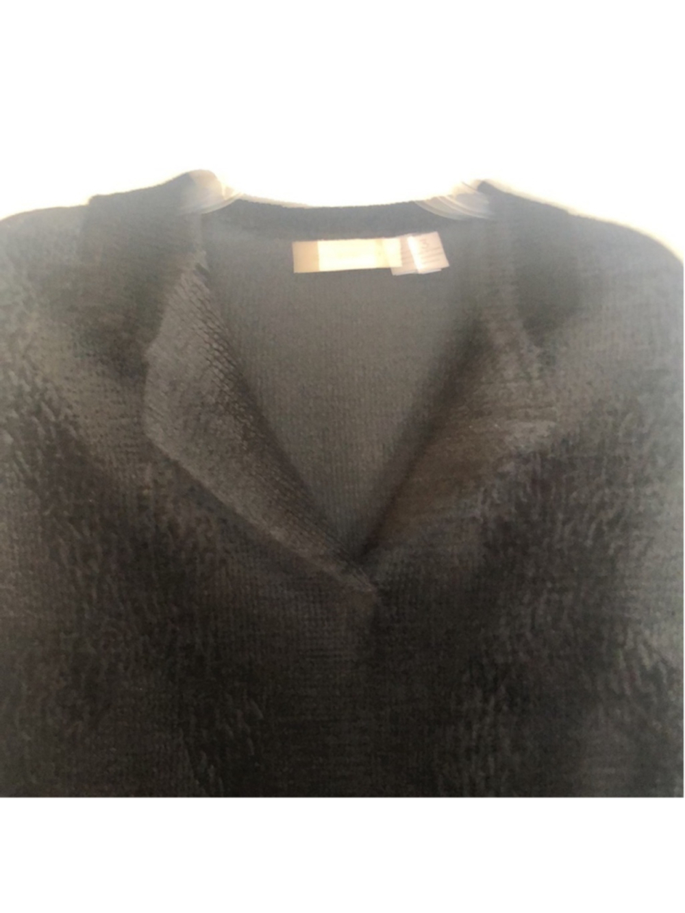 CHICOS Sz 3 Elegant Black Women's Cardigan Jacket PREWORN Pit to Pit 23 1/2" - Picture 3 of 15